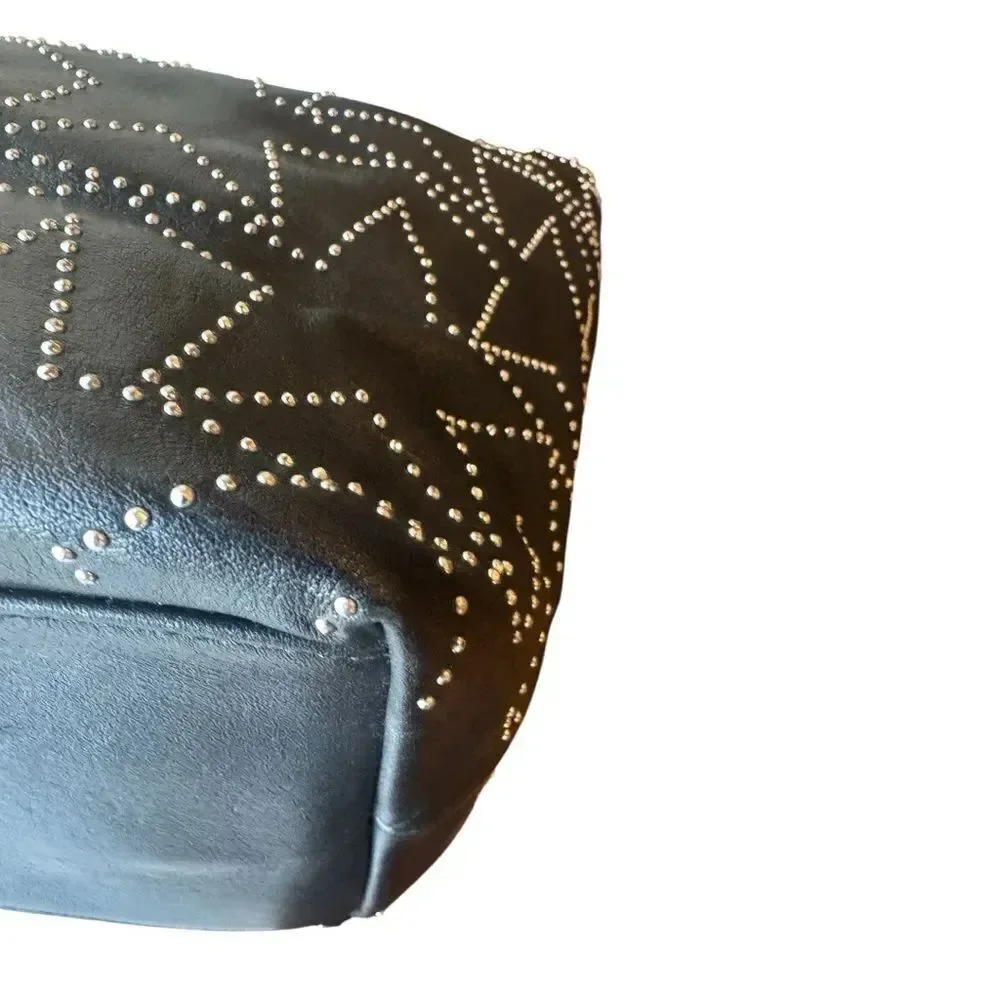 Jimmy Choo Black Leather Star Studded 2way Sofia Tote Bag Auth